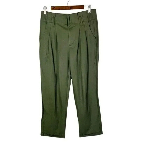 Indigo Rein Olive Hunter Green Paperbag Pleated Pants 11/29 - Picture 1 of 6
